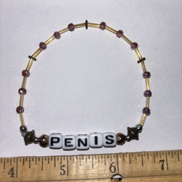 Multicolor “Pen*s” Bracelet Adult Humor Beaded Handmade Naughty Accessories - Picture 1 of 3